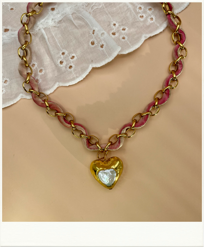 Silk Woven MOP Pendant Necklace