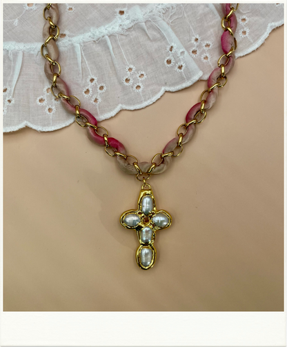 Silk Woven MOP Pendant Necklace