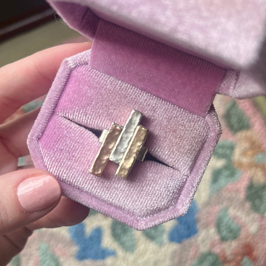 Vintage Sterling Silver Textured Mixed Metal Ring