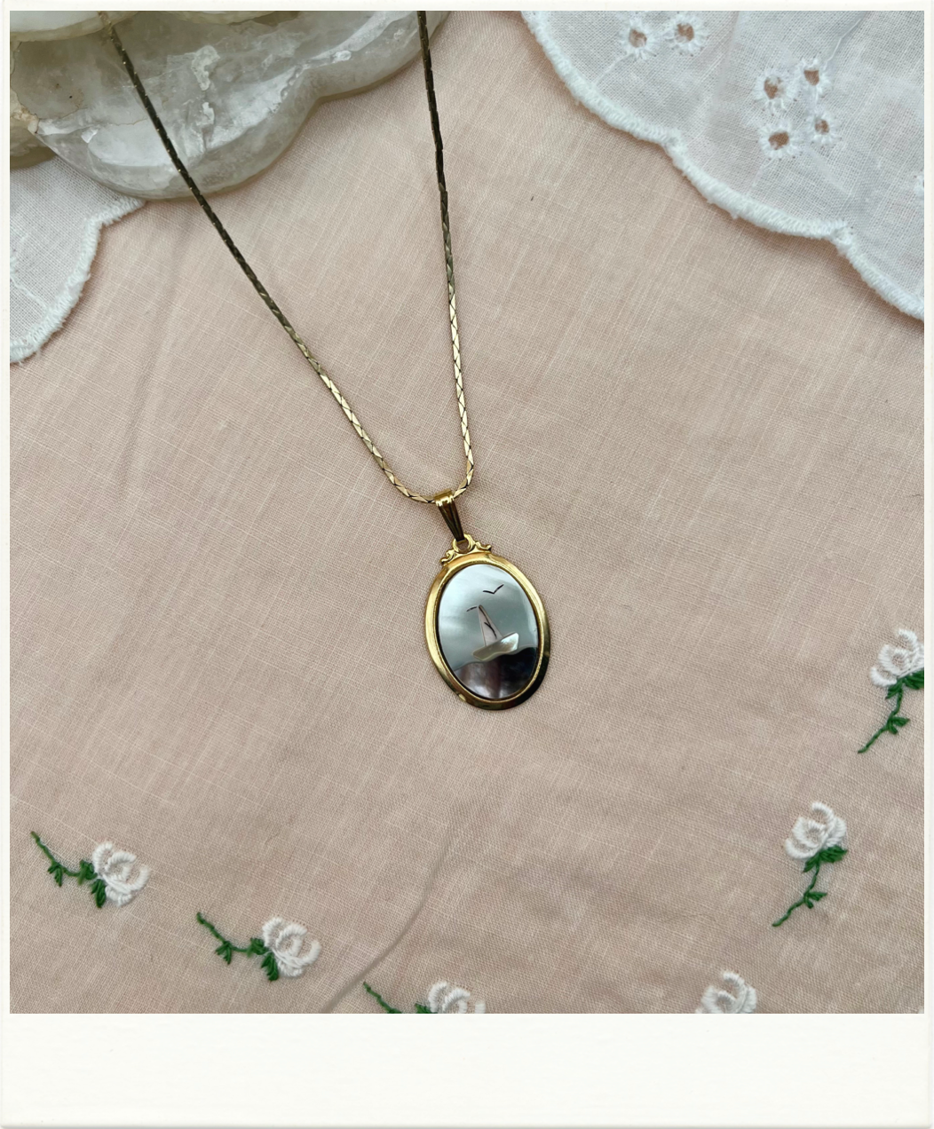 Mother of Pearl Sailboat Necklace
