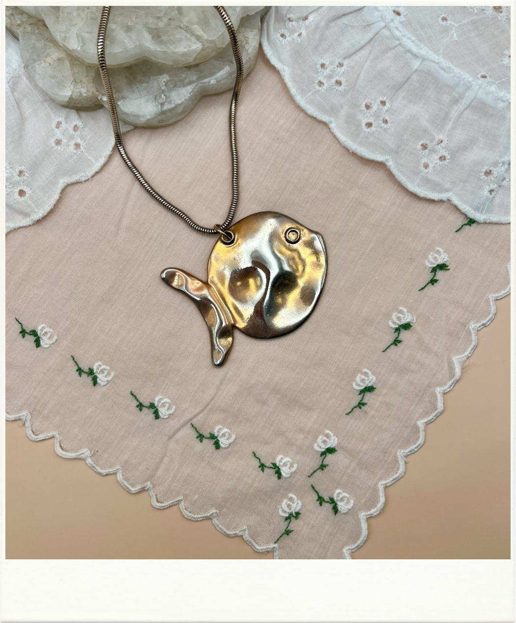 Bronzed Fish Pendant Necklace