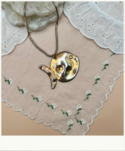Bronzed Fish Pendant Necklace